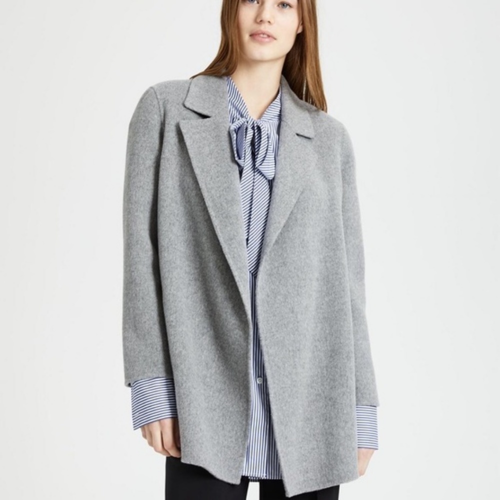 Theory Sileena Grey Wool + Cashmere Coat L